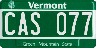 VT license plate CAS077