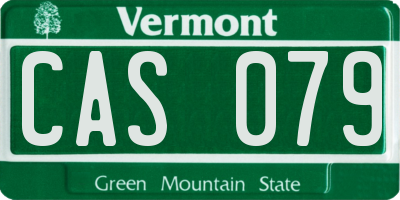 VT license plate CAS079