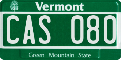 VT license plate CAS080
