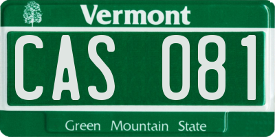 VT license plate CAS081