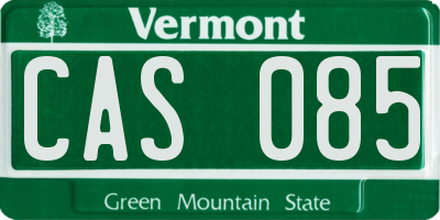 VT license plate CAS085