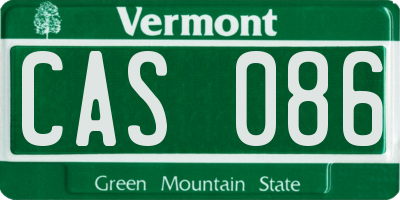 VT license plate CAS086
