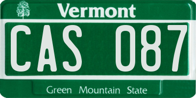 VT license plate CAS087