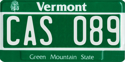 VT license plate CAS089