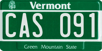 VT license plate CAS091