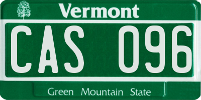 VT license plate CAS096