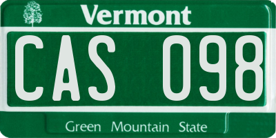 VT license plate CAS098