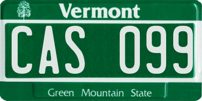 VT license plate CAS099