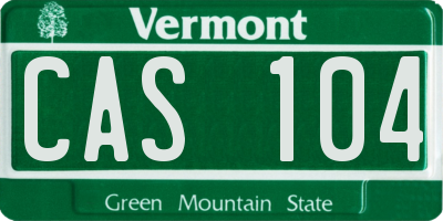 VT license plate CAS104