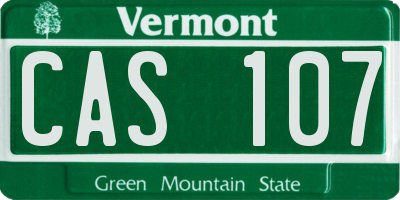 VT license plate CAS107