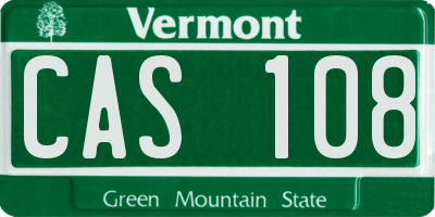 VT license plate CAS108