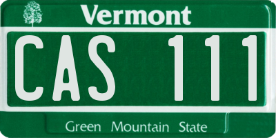 VT license plate CAS111