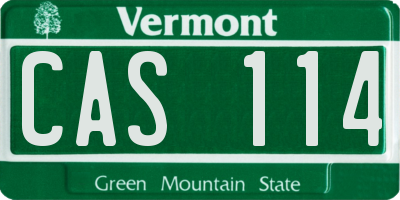 VT license plate CAS114