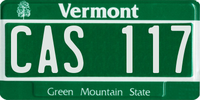 VT license plate CAS117