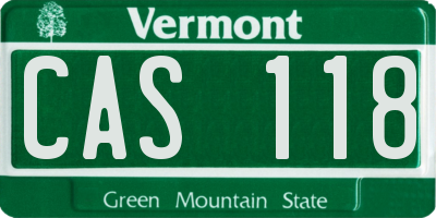 VT license plate CAS118