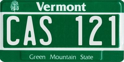 VT license plate CAS121