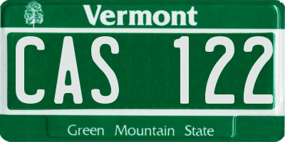 VT license plate CAS122