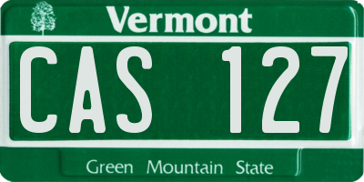 VT license plate CAS127