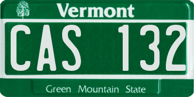 VT license plate CAS132