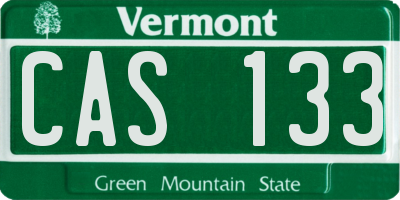 VT license plate CAS133