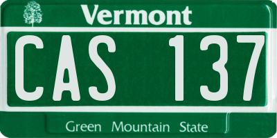 VT license plate CAS137