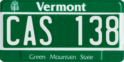 VT license plate CAS138