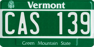 VT license plate CAS139