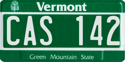 VT license plate CAS142