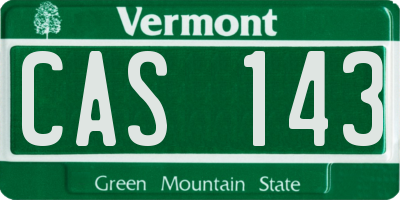 VT license plate CAS143