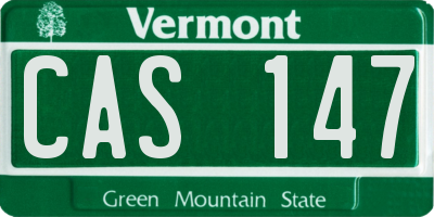 VT license plate CAS147