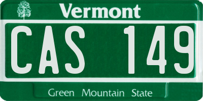 VT license plate CAS149