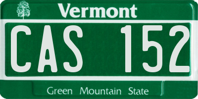 VT license plate CAS152
