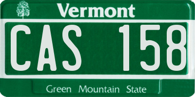 VT license plate CAS158