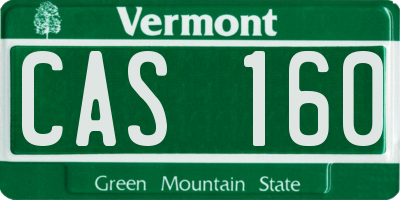 VT license plate CAS160