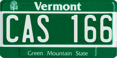 VT license plate CAS166