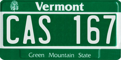 VT license plate CAS167