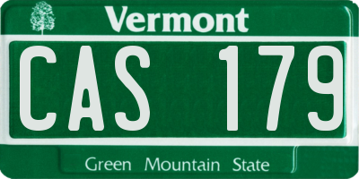 VT license plate CAS179