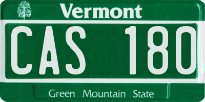 VT license plate CAS180