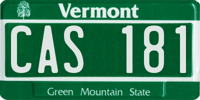 VT license plate CAS181
