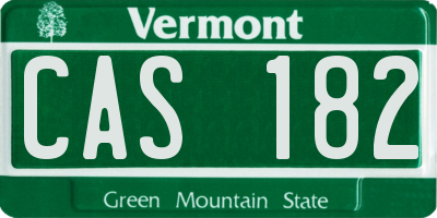 VT license plate CAS182