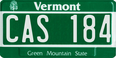 VT license plate CAS184