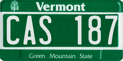 VT license plate CAS187