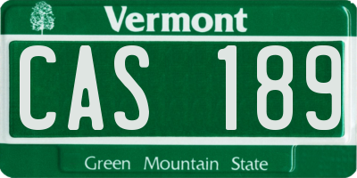 VT license plate CAS189