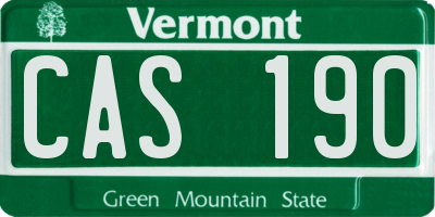 VT license plate CAS190