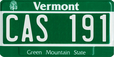 VT license plate CAS191