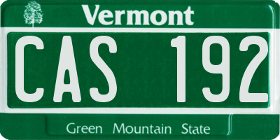 VT license plate CAS192