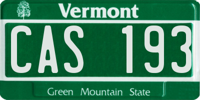 VT license plate CAS193