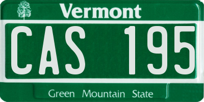 VT license plate CAS195