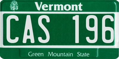 VT license plate CAS196