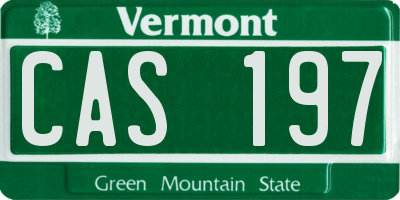 VT license plate CAS197